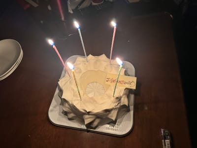 誕生日ケーキ：蝋燭をつけました